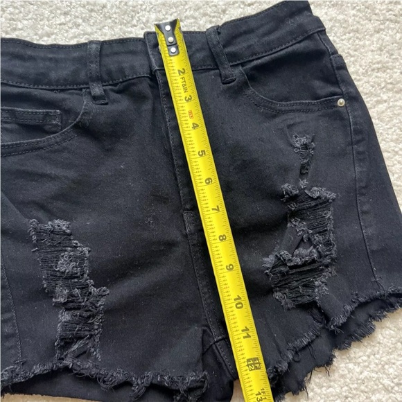 SHEIN Cut-Off Denim Shorts Women's Size Small Black High Rise Distressed Raw Hem - Picture 10 of 13